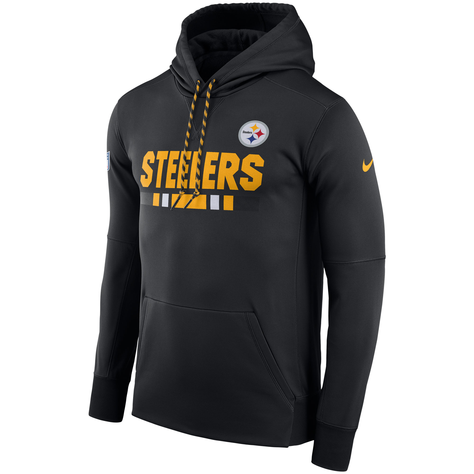 NFL Men Pittsburgh Steelers Nike Black Sideline ThermaFit Performance PO Hoodie->pittsburgh steelers->NFL Jersey